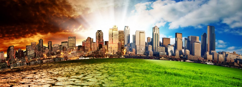 Sustainability image moving from damaged earth to a healthy environment